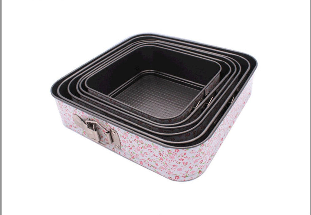 Set of 6 Printed Square Buckle Cake Molds for Baking