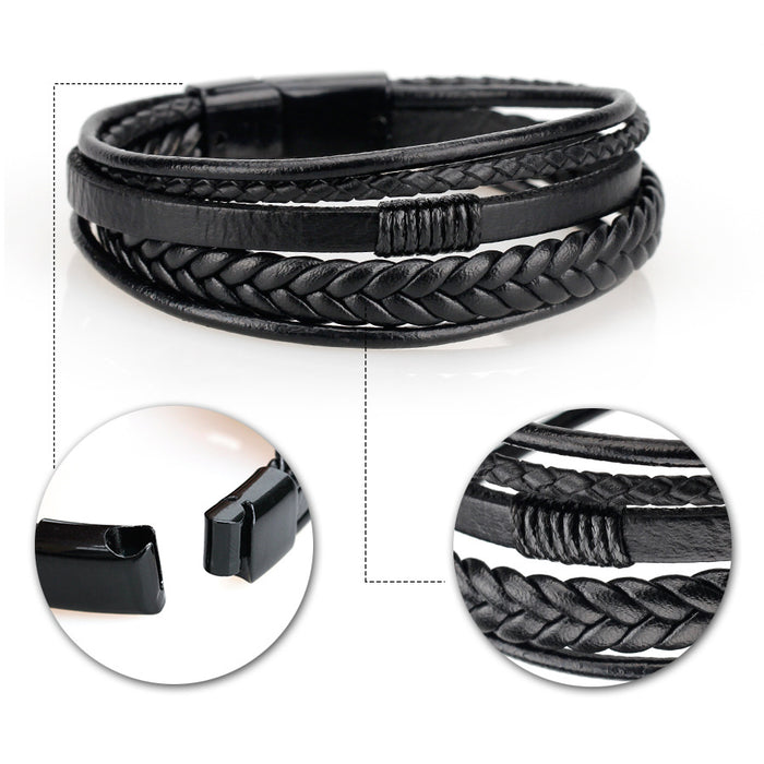 Men's handmade ethnic style leather bracelet