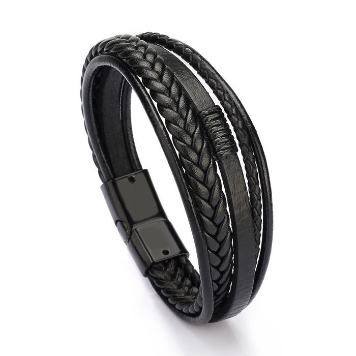 Men's handmade ethnic style leather bracelet