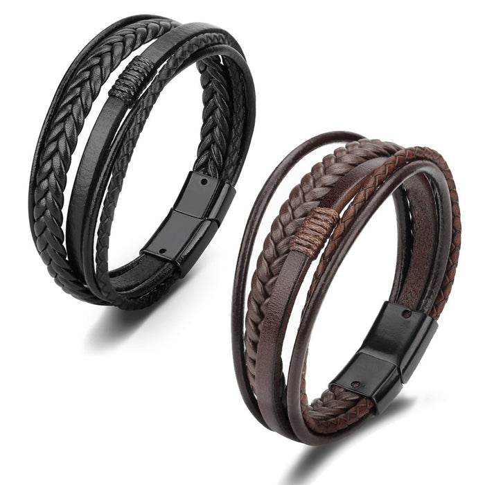 Men's handmade ethnic style leather bracelet