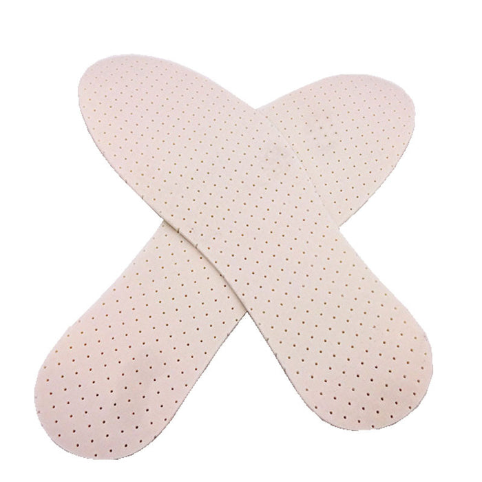 Breathable and sweat wicking white perforated latex insole