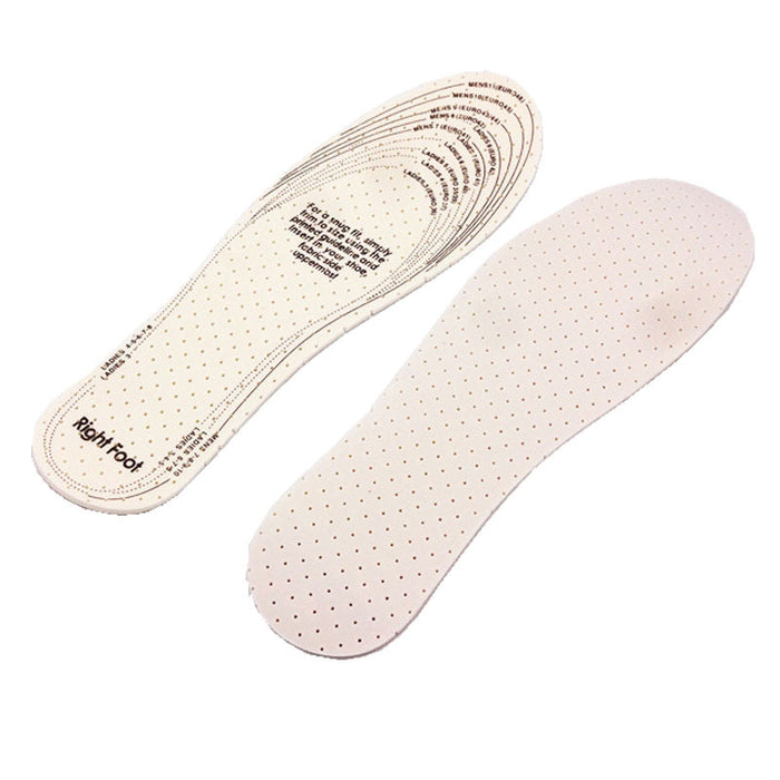 Breathable and sweat wicking white perforated latex insole