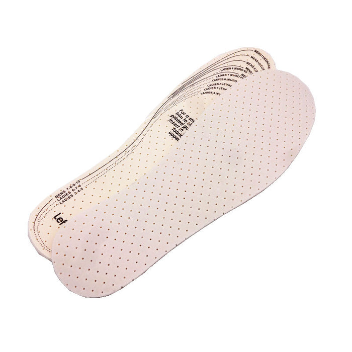 Breathable and sweat wicking white perforated latex insole