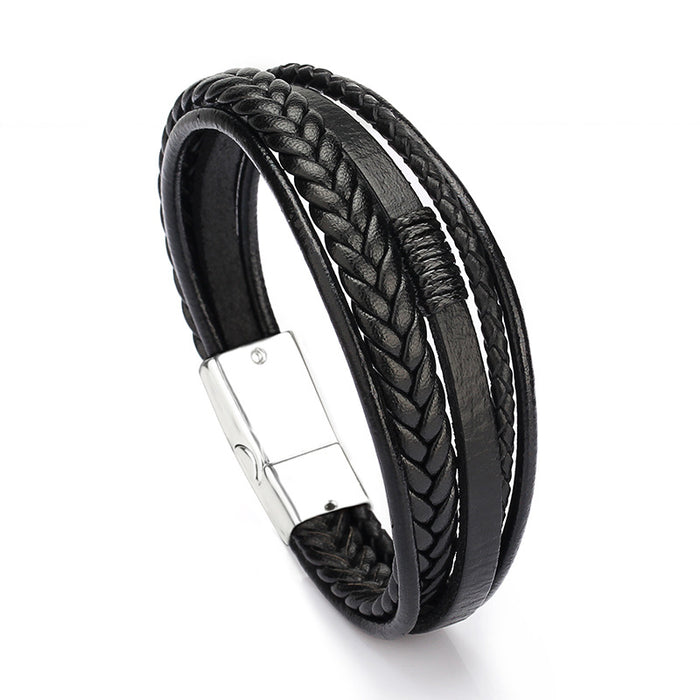 Men's handmade ethnic style leather bracelet