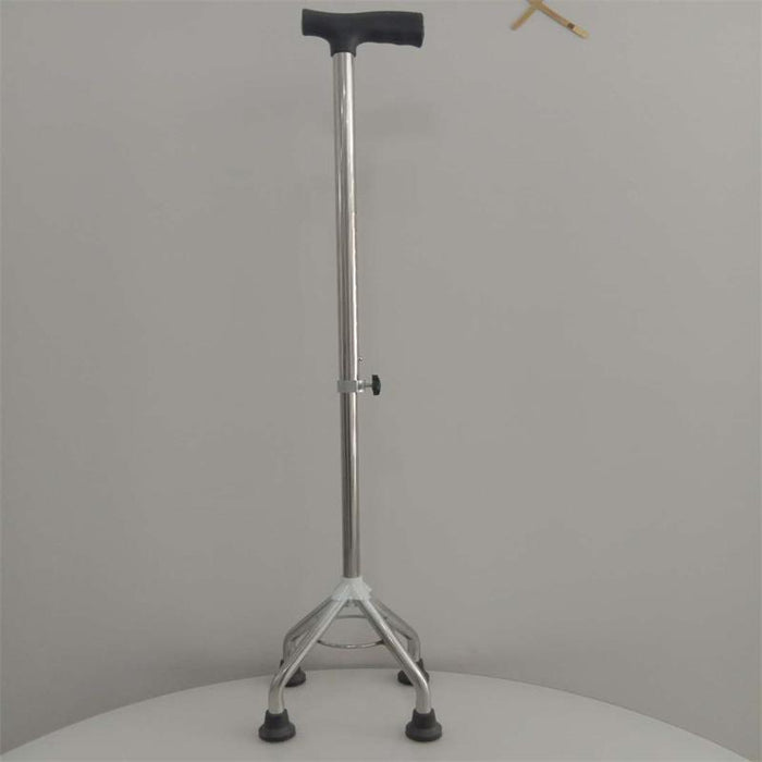 Adjustable Stainless Steel Crutch for Elderly with Anti-Slip Design and Four Legs