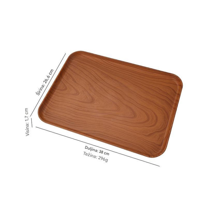 Rectangular Faux Wood Grain Serving Tray for Tea and Snacks in Hotel and Cafe