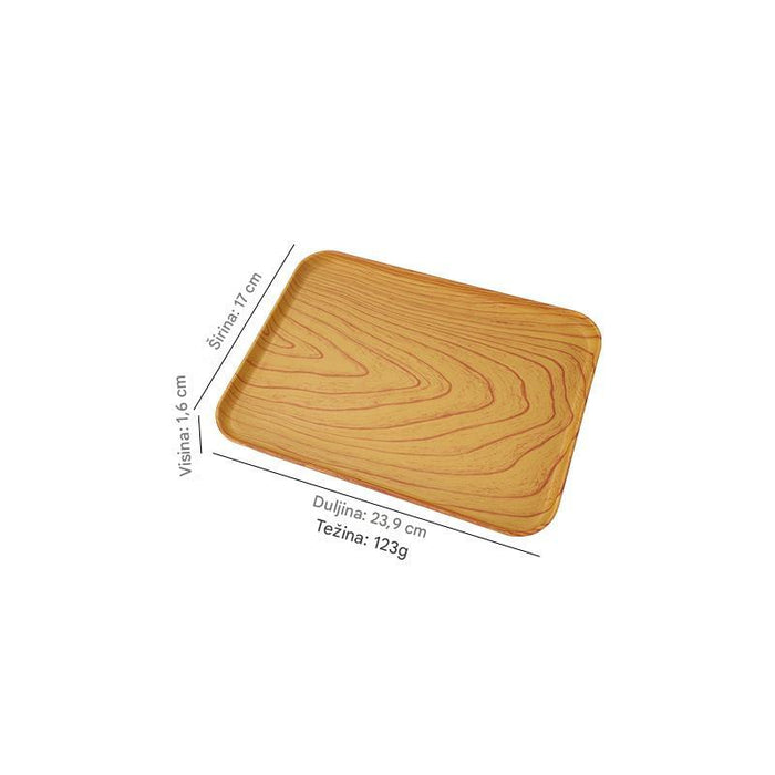 Rectangular Faux Wood Grain Serving Tray for Tea and Snacks in Hotel and Cafe