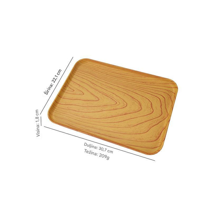 Rectangular Faux Wood Grain Serving Tray for Tea and Snacks in Hotel and Cafe