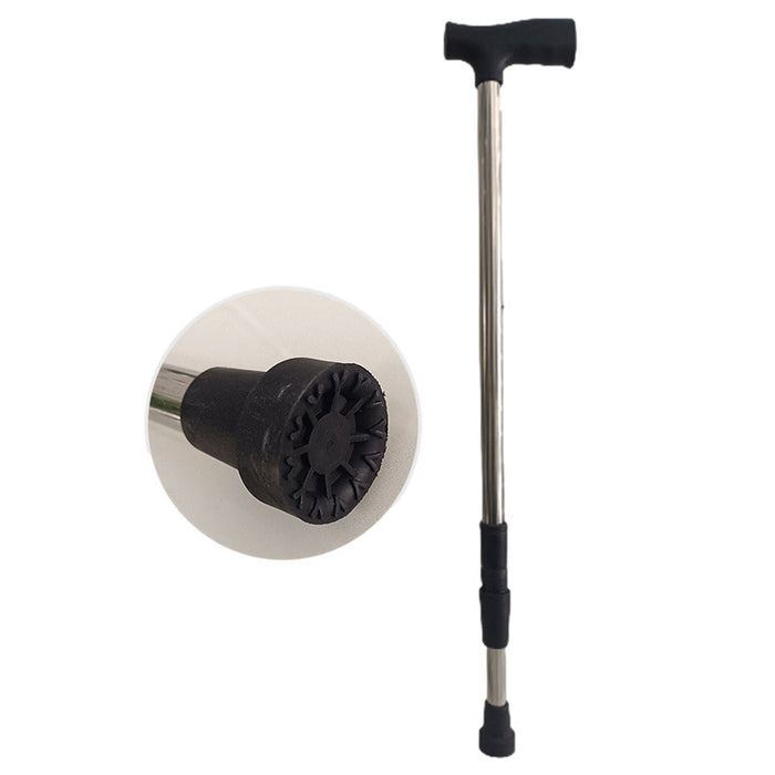 Adjustable Stainless Steel Crutch for Elderly with Anti-Slip Design and Four Legs