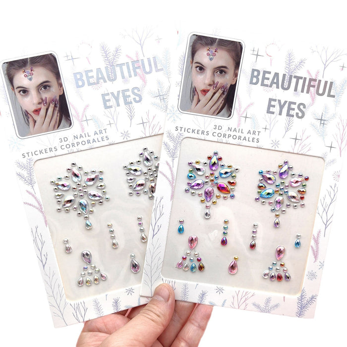 Eye Stencils with Rhinestone Decoration for Creative Makeup Artwork