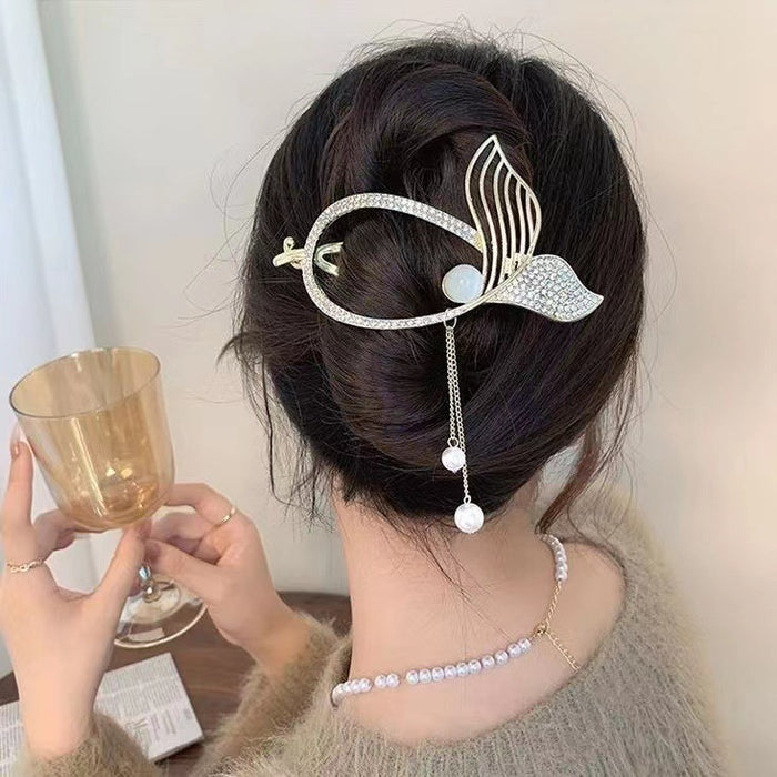 Deluxe Fish Tail Tassel Hair Clip Light Luxury Butterfly Twist Clip