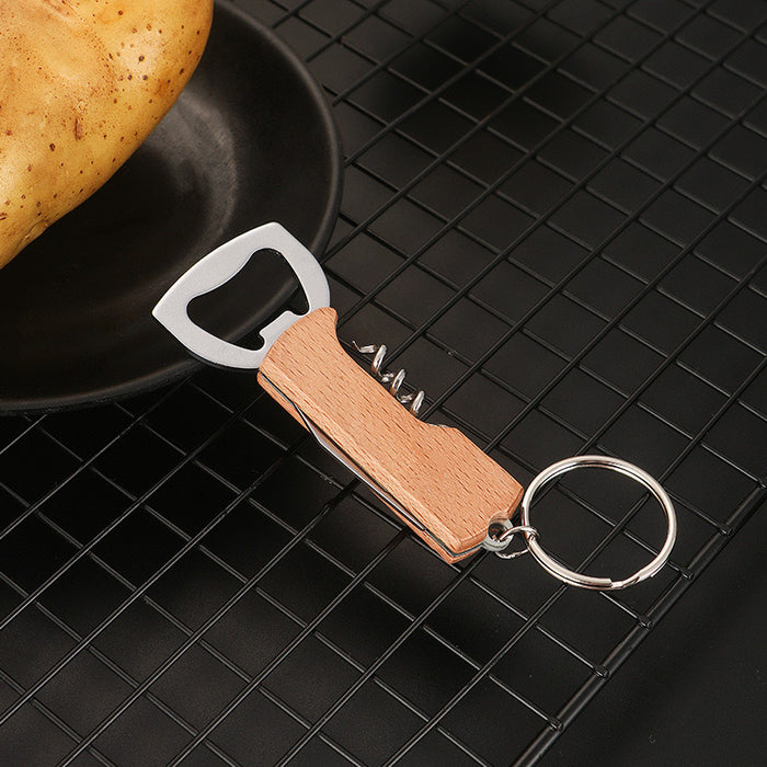 Multi-Functional 3-in-1 Stainless Steel Pocket Knife Wine and Beer Bottle Opener with Keychain