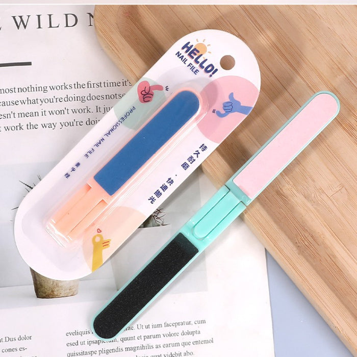 Portable Four-sided Nail File with Foldable Design for Manicure and Pedicure