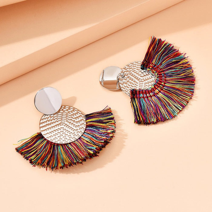 Handmade Dangle Earrings with Tassel, Creative and Elegant Fan-Shaped Earrings for Women