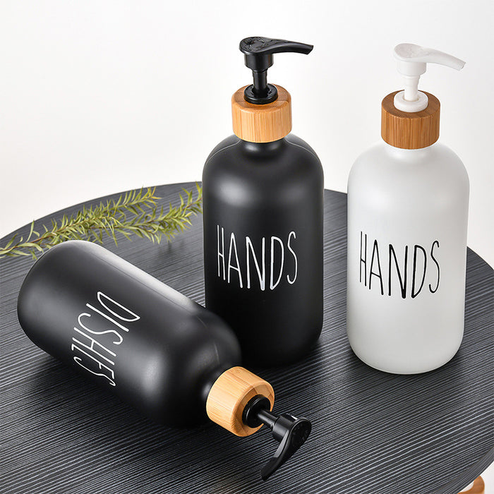 Press pump head vial shampoo body wash bottle black and white 500ml