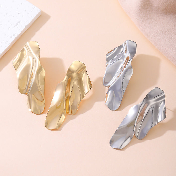 Irregular metal geometric stud earrings