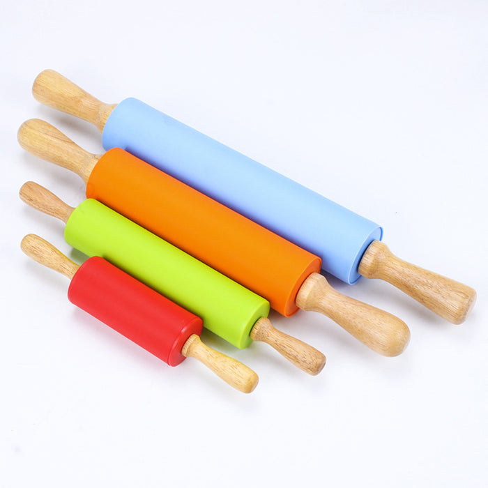 Professional Grade Silicone Rolling Pin with Non-Stick Surface and Ergonomic Solid Wood Handles