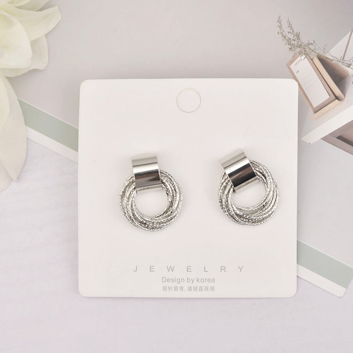 Sweet and Elegant Earrings with Hollow Circle and Multilayer Wrapping