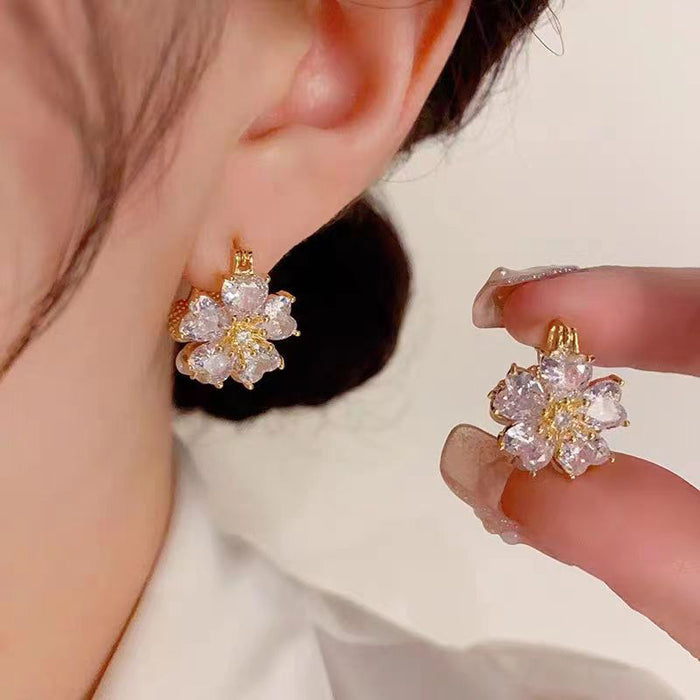 Elegant ladies' double headed earrings with double-sided ear clips