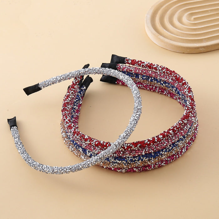 Multi Functional and Unique Narrow Headband with Shiny Rhinestones, Fashionable Looking Hair Accessory