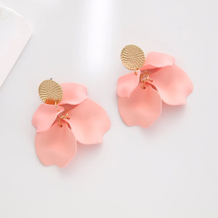 Fashionable and Minimalist Acrylic Bead Decoration Tassel Petal Pendant Earrings