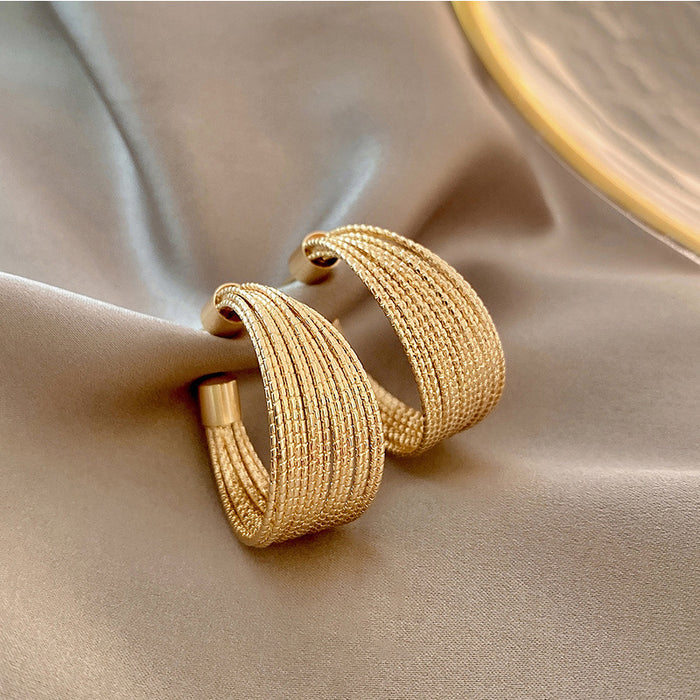 Unique Silver Needle Design Earrings with Chic Circle Style for Women