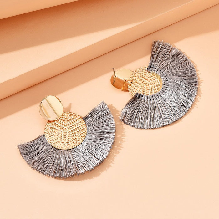 Handmade Dangle Earrings with Tassel, Creative and Elegant Fan-Shaped Earrings for Women