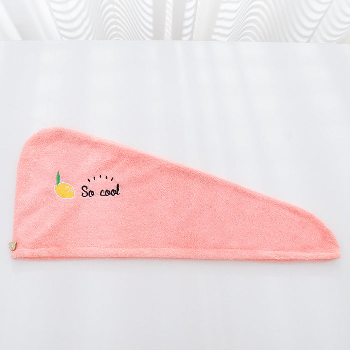 Wholesale Coral Fleece Dry Hair Cap Embroidery Absorbent Dry Hair Towel Triangle Hat Ladies Long Hair Wipe Head Bag Head Towel Shower Cap