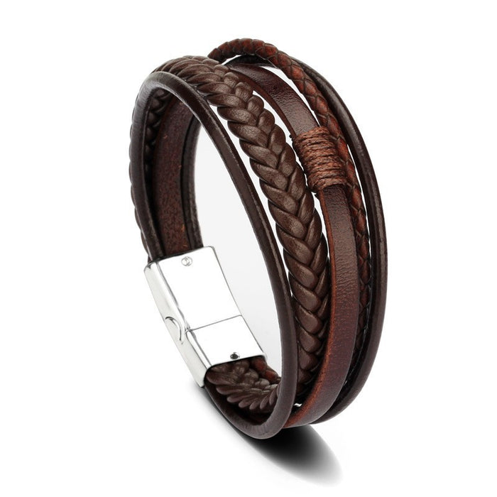 Men's handmade ethnic style leather bracelet