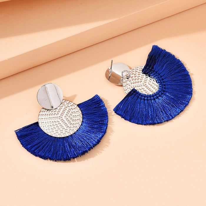 Handmade Dangle Earrings with Tassel, Creative and Elegant Fan-Shaped Earrings for Women