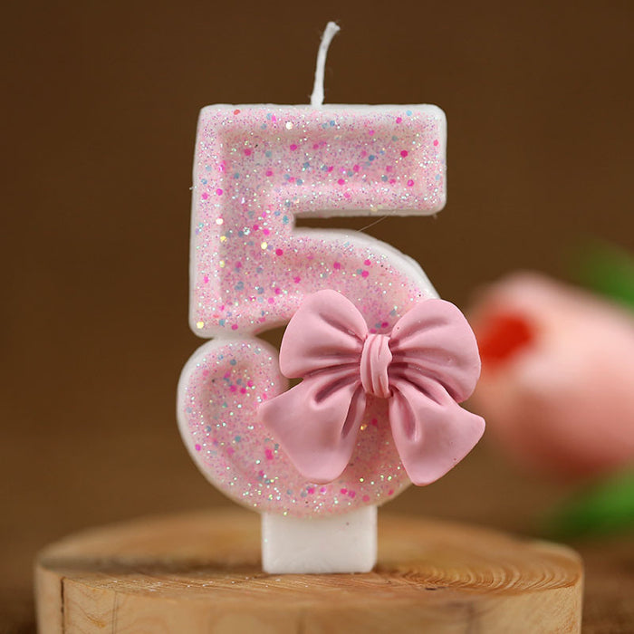 Digital candle pink bow girl birthday