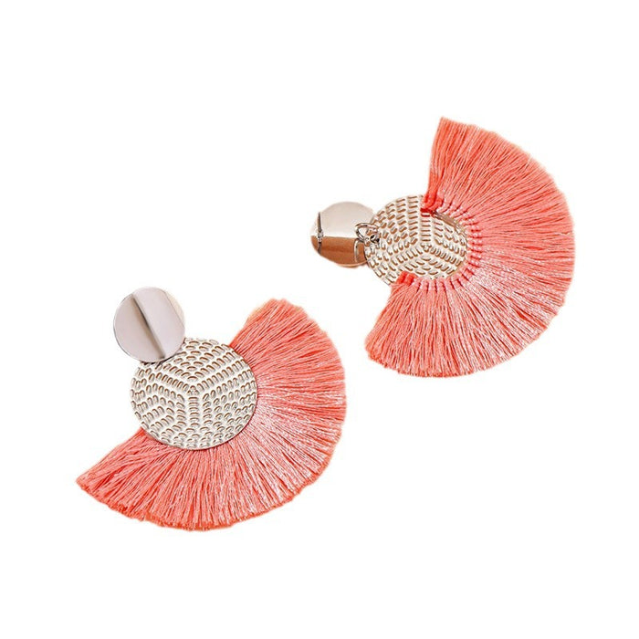 Handmade Dangle Earrings with Tassel, Creative and Elegant Fan-Shaped Earrings for Women