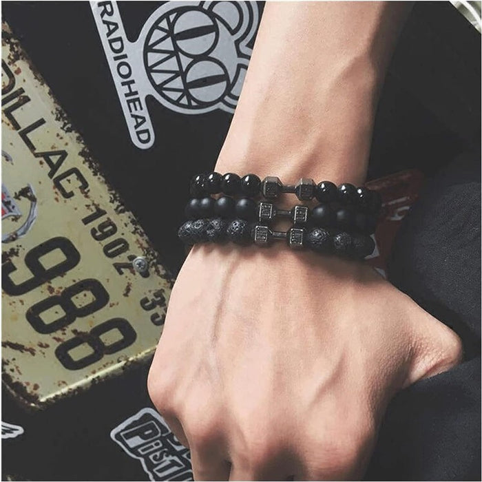 Unique Lava Dumbbell Bracelet, Suitable for Both Men and Women