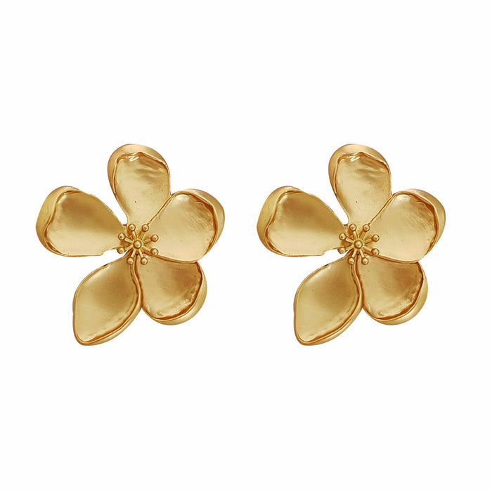 Vintage Matte Texture Design Flower Earrings for Women