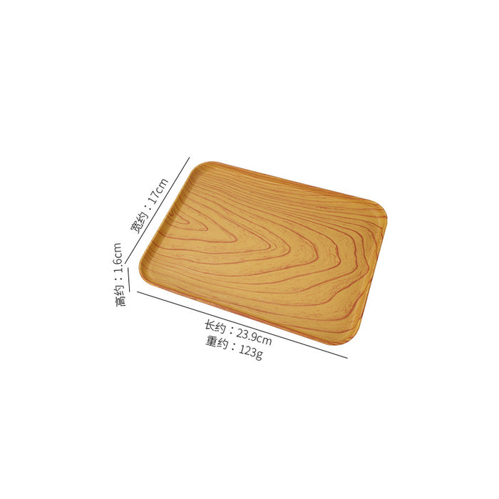 Rectangular Faux Wood Grain Serving Tray for Tea and Snacks in Hotel and Cafe