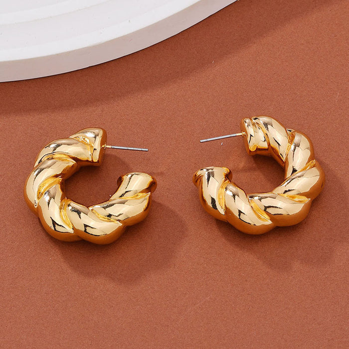 Stylish and Classic Hoop Earrings for Women with Creative Twisted Design