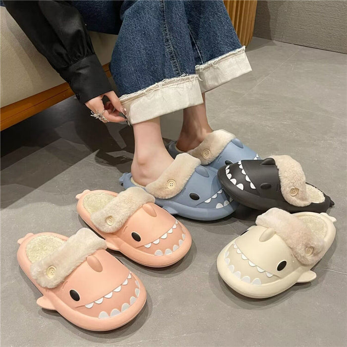 Cute Shark Design Cotton Slippers for Women and Couples