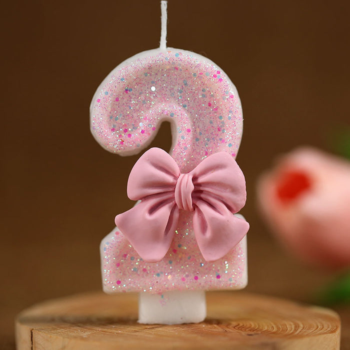 Digital candle pink bow girl birthday