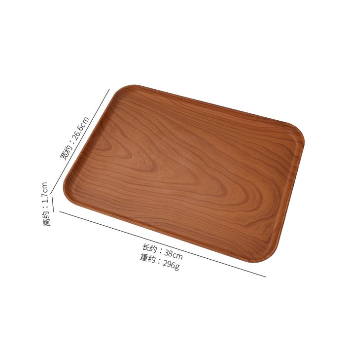 Rectangular Faux Wood Grain Serving Tray for Tea and Snacks in Hotel and Cafe