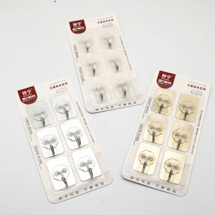 Invisible and Traceless Adhesive Hooks - Set of 6 Transparent Acrylic Hooks