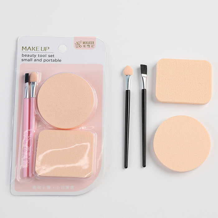 Advanced dry and wet makeup powder puff+eyebrow brush