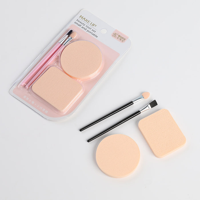 Advanced dry and wet makeup powder puff+eyebrow brush