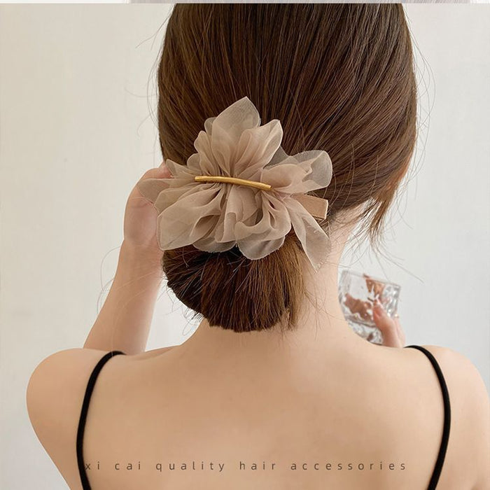 Fashionable Chiffon Flower Women's Ponytail Headwear Simple Hair Clip