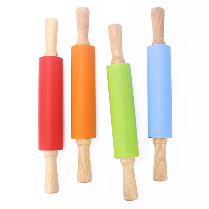 Professional Grade Silicone Rolling Pin with Non-Stick Surface and Ergonomic Solid Wood Handles