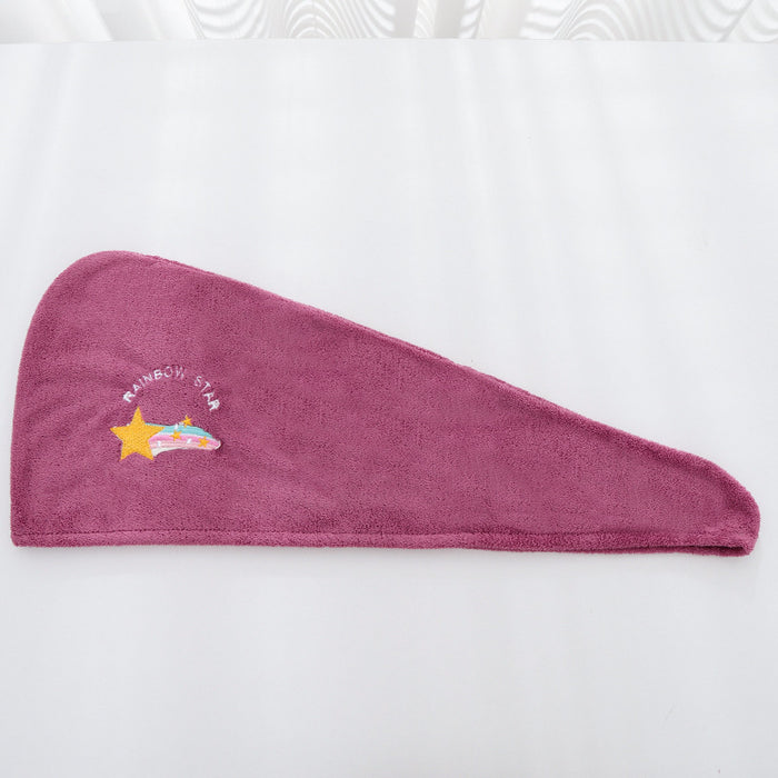 Wholesale Coral Fleece Dry Hair Cap Embroidery Absorbent Dry Hair Towel Triangle Hat Ladies Long Hair Wipe Head Bag Head Towel Shower Cap