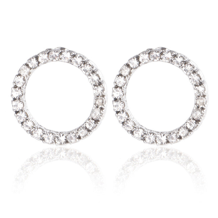 Sparkling Rhinestone Stylish Round Earrings