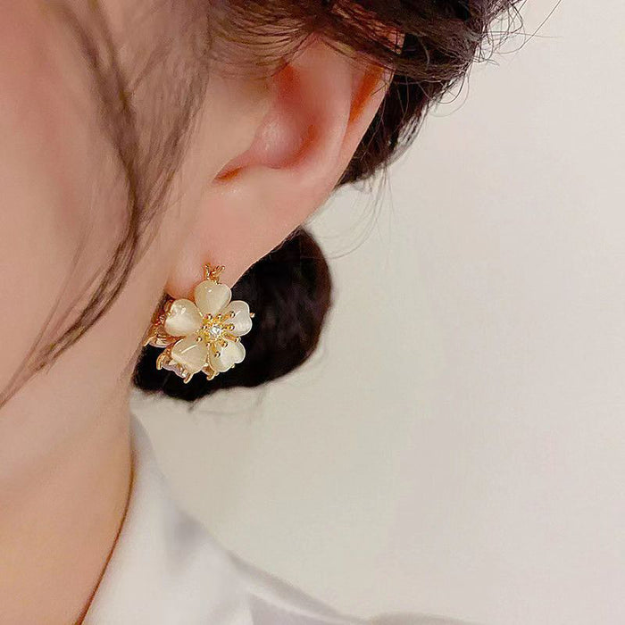 Elegant ladies' double headed earrings with double-sided ear clips