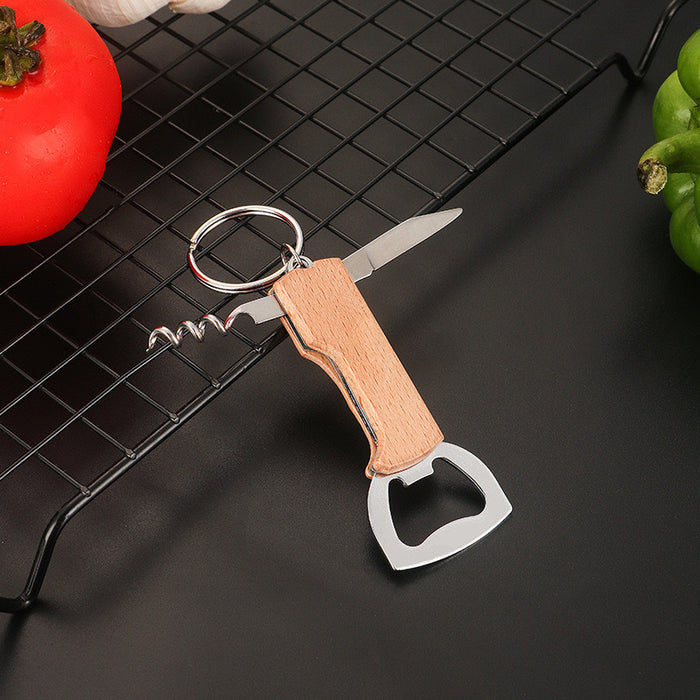 Multi-Functional 3-in-1 Stainless Steel Pocket Knife Wine and Beer Bottle Opener with Keychain