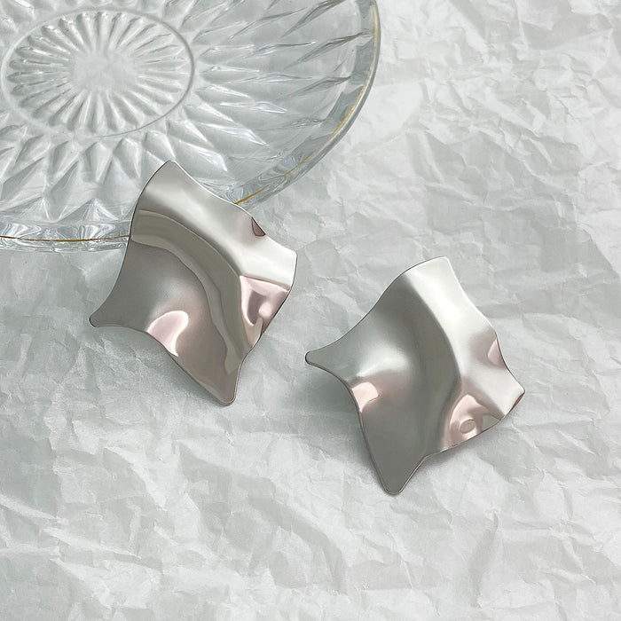 Irregular metal geometric stud earrings