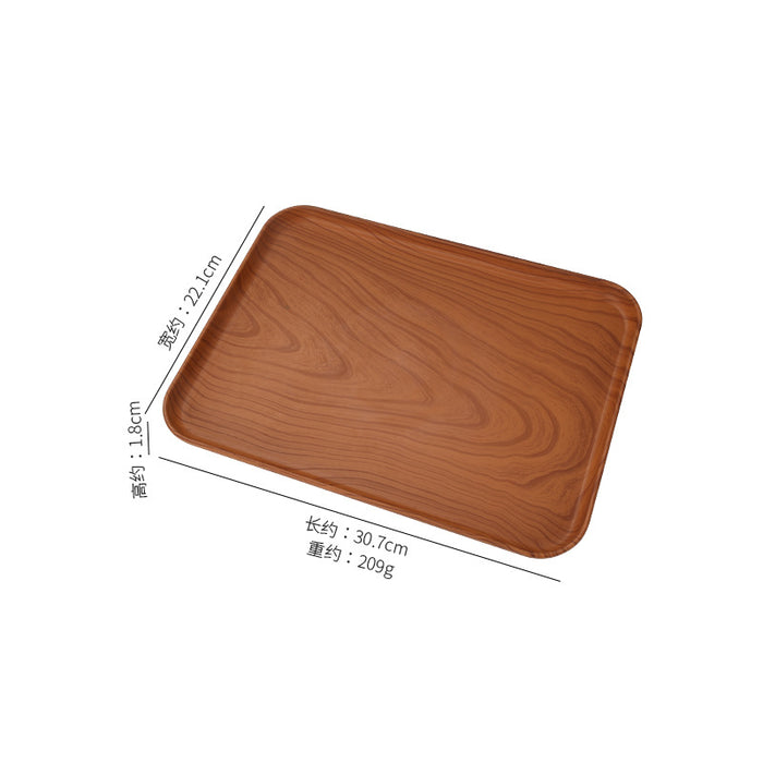 Rectangular Faux Wood Grain Serving Tray for Tea and Snacks in Hotel and Cafe